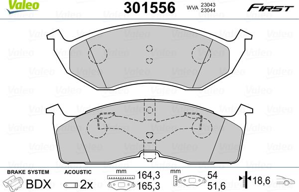 Valeo 301556 - Bromsbeläggssats, skivbroms xdelar.se