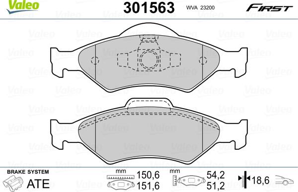 Valeo 301563 - Bromsbeläggssats, skivbroms xdelar.se