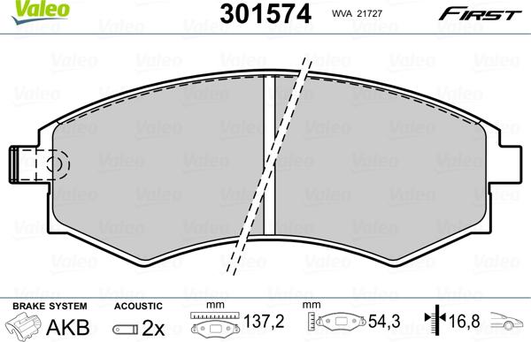 Valeo 301574 - Bromsbeläggssats, skivbroms xdelar.se