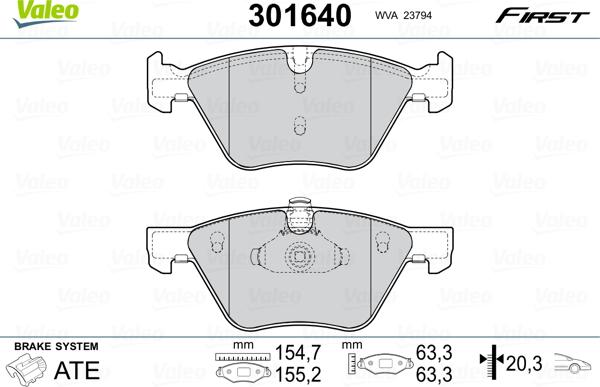 Valeo 301640 - Bromsbeläggssats, skivbroms xdelar.se