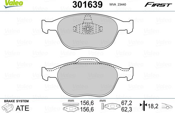 Valeo 301639 - Bromsbeläggssats, skivbroms xdelar.se