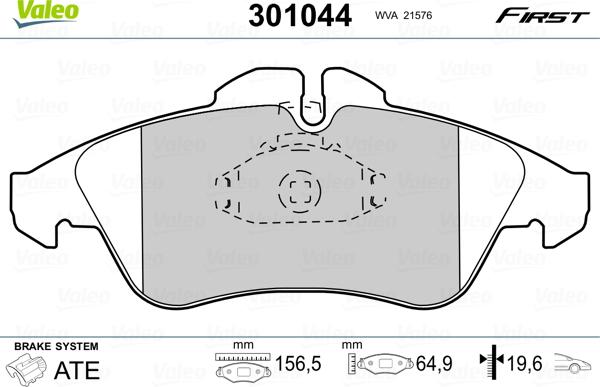 Valeo 301044 - Bromsbeläggssats, skivbroms xdelar.se