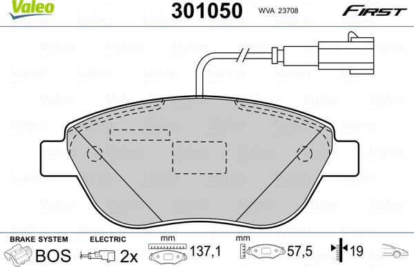 Valeo 301050 - Bromsbeläggssats, skivbroms xdelar.se