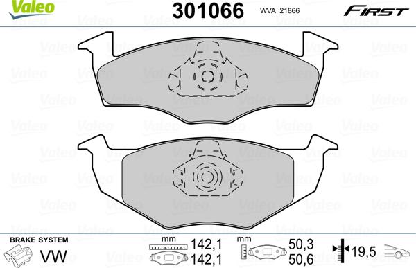 Valeo 301066 - Bromsbeläggssats, skivbroms xdelar.se