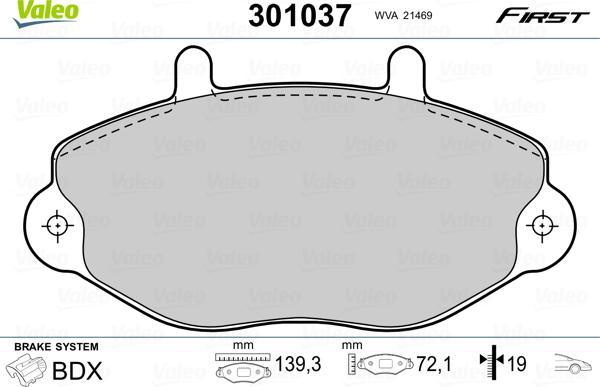 Valeo 301037 - Bromsbeläggssats, skivbroms xdelar.se