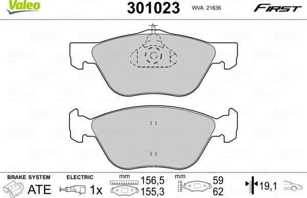 Valeo 301023 - Bromsbeläggssats, skivbroms xdelar.se