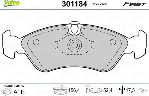 Valeo 301184 - Bromsbeläggssats, skivbroms xdelar.se