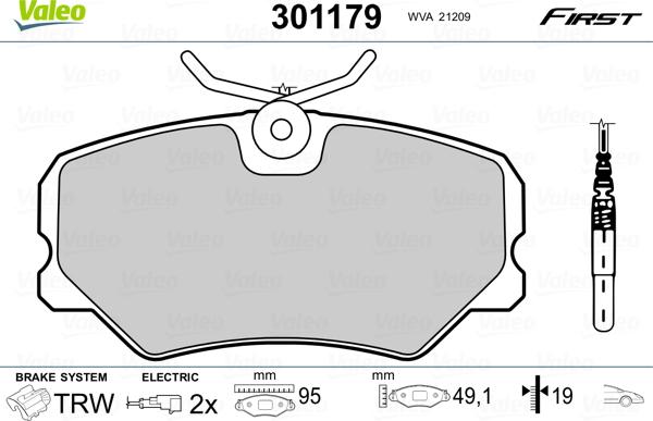 Valeo 301179 - Bromsbeläggssats, skivbroms xdelar.se