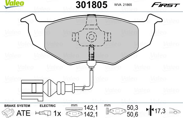 Valeo 301805 - Bromsbeläggssats, skivbroms xdelar.se