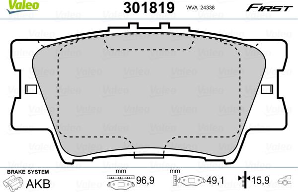 Valeo 301819 - Bromsbeläggssats, skivbroms xdelar.se