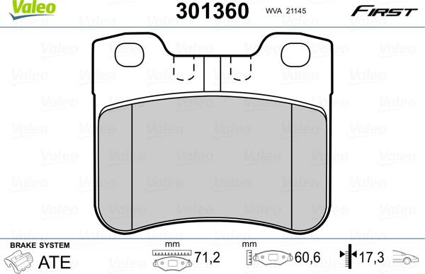 Valeo 301360 - Bromsbeläggssats, skivbroms xdelar.se