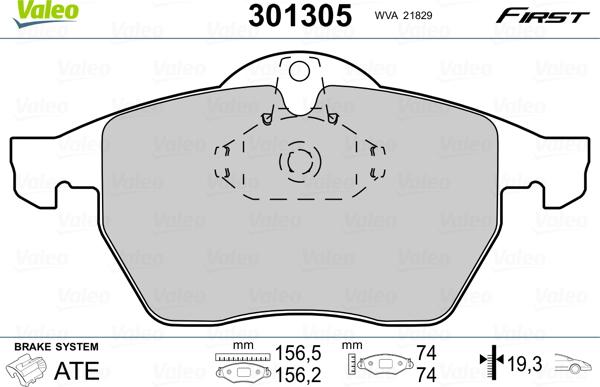 Valeo 301305 - Bromsbeläggssats, skivbroms xdelar.se