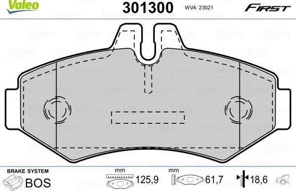 Valeo 301300 - Bromsbeläggssats, skivbroms xdelar.se