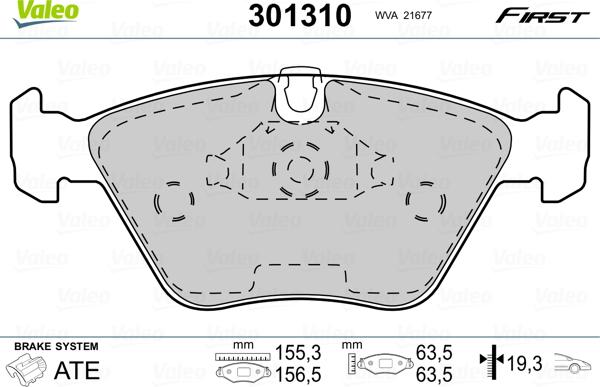 Valeo 301310 - Bromsbeläggssats, skivbroms xdelar.se