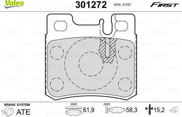 Valeo 301272 - Bromsbeläggssats, skivbroms xdelar.se