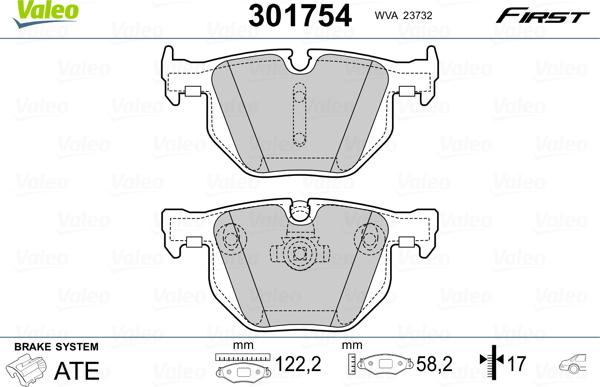 Valeo 301754 - Bromsbeläggssats, skivbroms xdelar.se