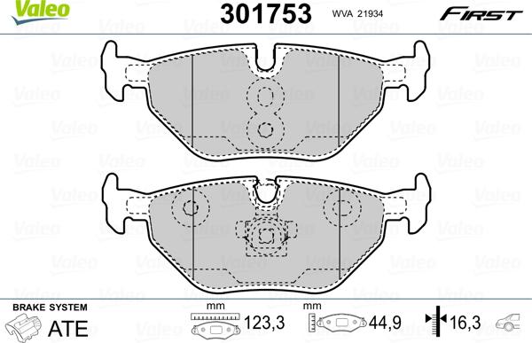 Valeo 301753 - Bromsbeläggssats, skivbroms xdelar.se