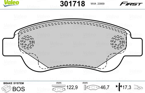 Valeo 301718 - Bromsbeläggssats, skivbroms xdelar.se