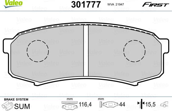 Valeo 301777 - Bromsbeläggssats, skivbroms xdelar.se