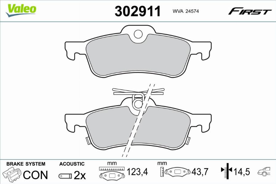 Valeo 302911 - Bromsbeläggssats, skivbroms xdelar.se