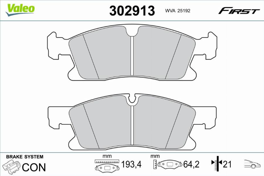 Valeo 302913 - Bromsbeläggssats, skivbroms xdelar.se