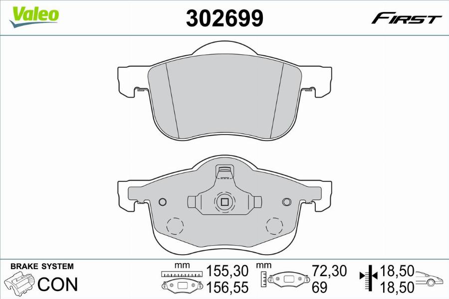 Valeo 302699 - Bromsbeläggssats, skivbroms xdelar.se