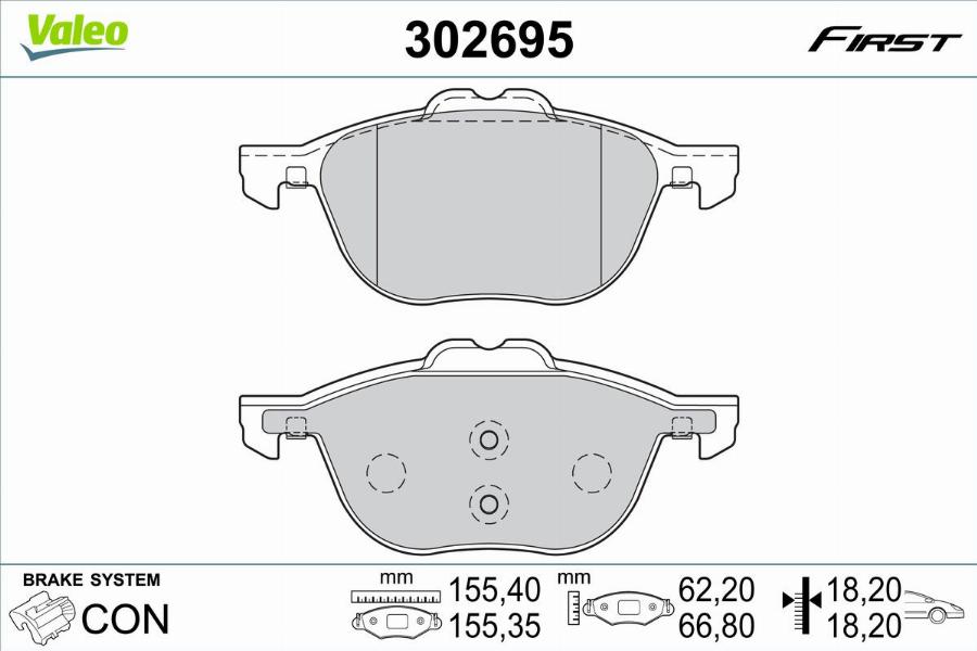 Valeo 302695 - Bromsbeläggssats, skivbroms xdelar.se