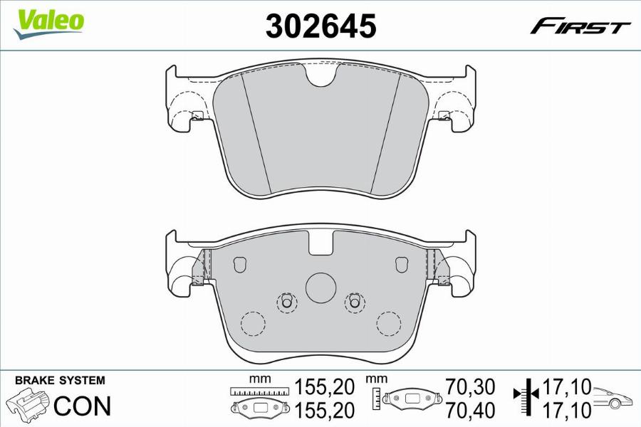 Valeo 302645 - Bromsbeläggssats, skivbroms xdelar.se