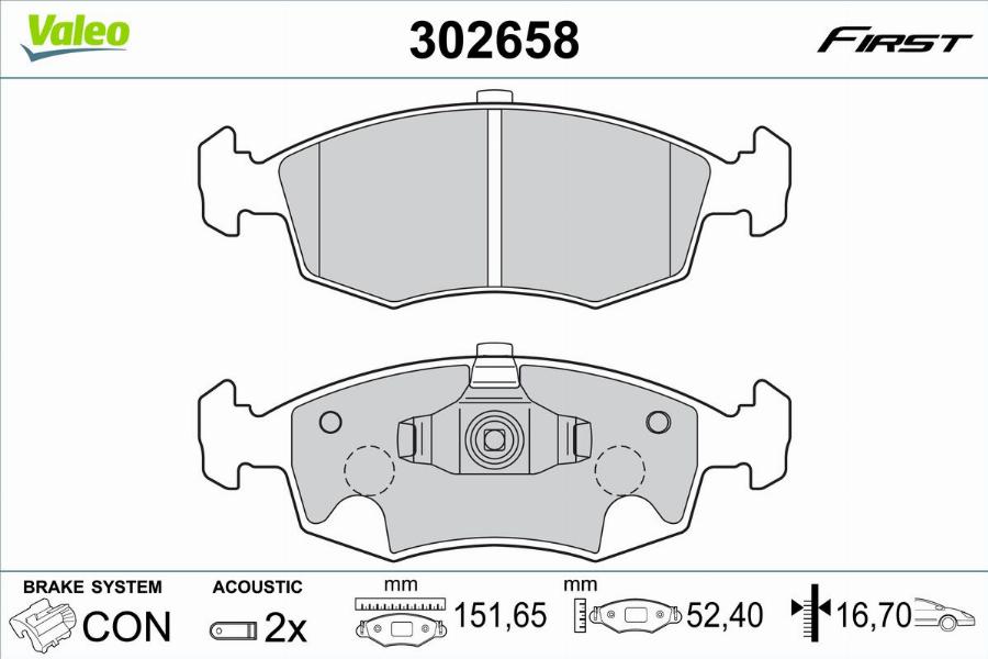 Valeo 302658 - Bromsbeläggssats, skivbroms xdelar.se