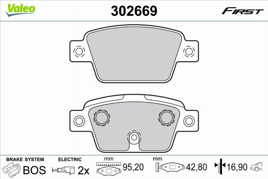 Valeo 302669 - Bromsbeläggssats, skivbroms xdelar.se