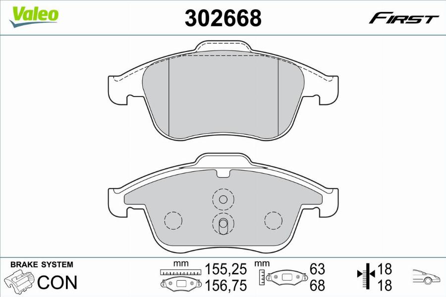 Valeo 302668 - Bromsbeläggssats, skivbroms xdelar.se