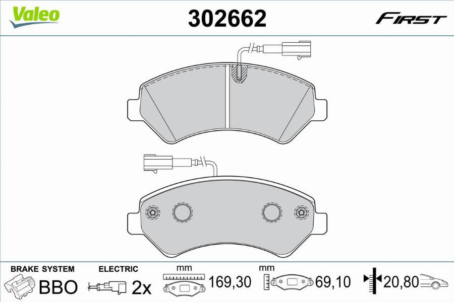 Valeo 302662 - Bromsbeläggssats, skivbroms xdelar.se