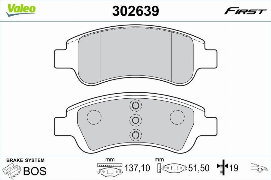 Valeo 302639 - Bromsbeläggssats, skivbroms xdelar.se