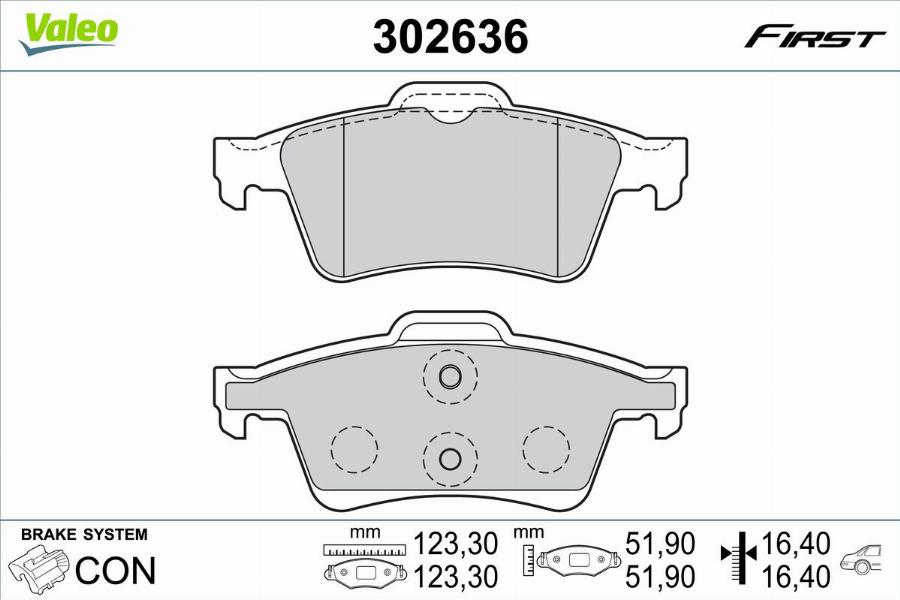 Valeo 302636 - Bromsbeläggssats, skivbroms xdelar.se