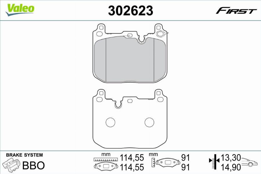 Valeo 302623 - Bromsbeläggssats, skivbroms xdelar.se