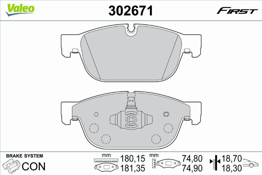 Valeo 302671 - Bromsbeläggssats, skivbroms xdelar.se