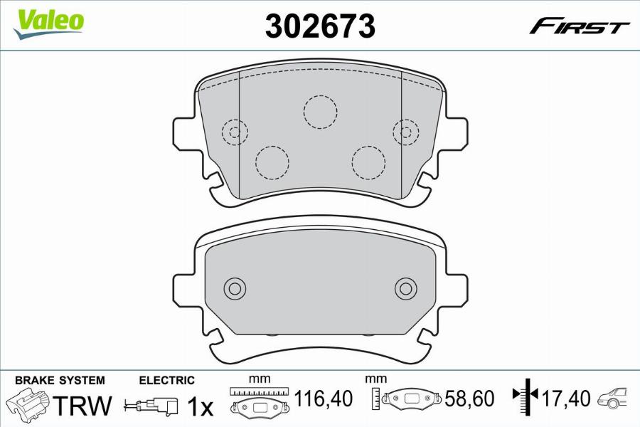 Valeo 302673 - Bromsbeläggssats, skivbroms xdelar.se