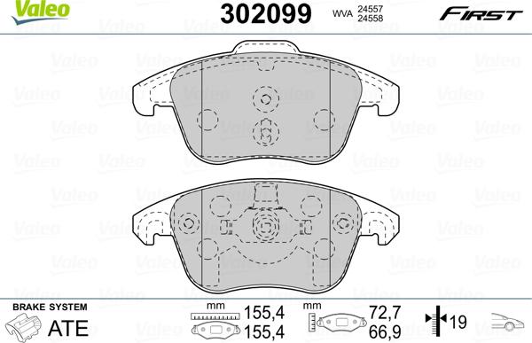 Valeo 302099 - Bromsbeläggssats, skivbroms xdelar.se