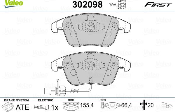 Valeo 302098 - Bromsbeläggssats, skivbroms xdelar.se