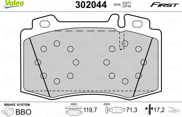 Valeo 302044 - Bromsbeläggssats, skivbroms xdelar.se