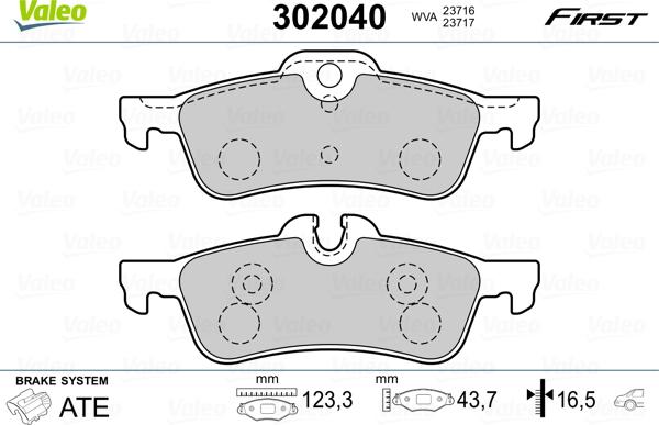 Valeo 302040 - Bromsbeläggssats, skivbroms xdelar.se