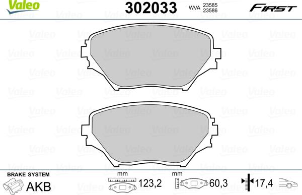 Valeo 302033 - Bromsbeläggssats, skivbroms xdelar.se