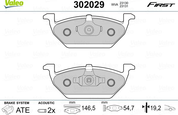 Valeo 302029 - Bromsbeläggssats, skivbroms xdelar.se