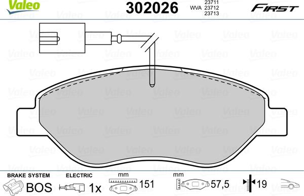 Valeo 302026 - Bromsbeläggssats, skivbroms xdelar.se