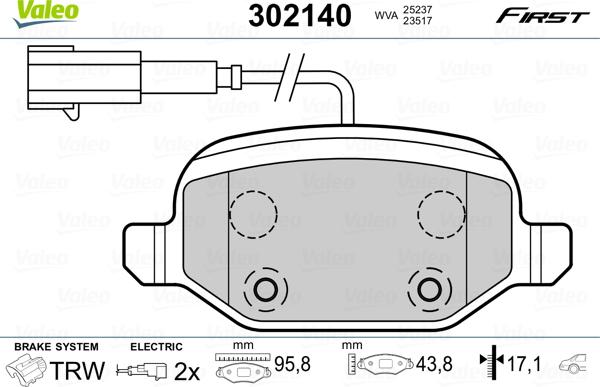 Valeo 302140 - Bromsbeläggssats, skivbroms xdelar.se