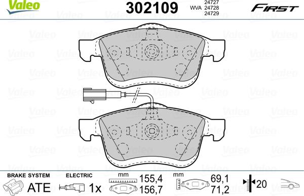 Valeo 302109 - Bromsbeläggssats, skivbroms xdelar.se