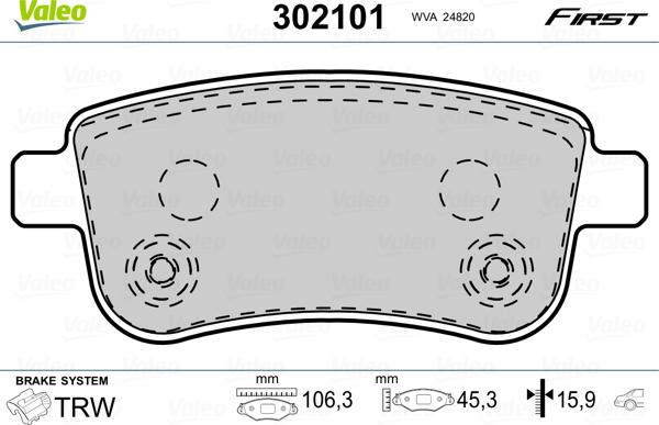 Valeo 302101 - Bromsbeläggssats, skivbroms xdelar.se