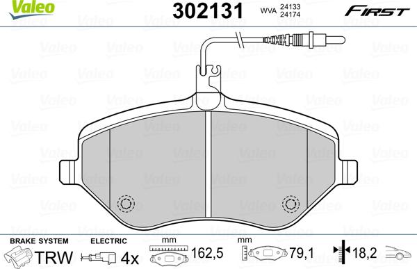 Valeo 302131 - Bromsbeläggssats, skivbroms xdelar.se