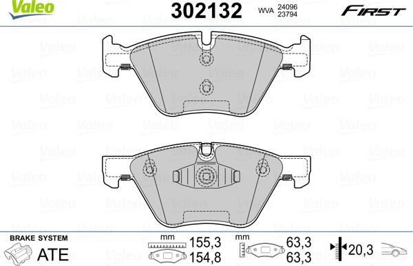 Valeo 302132 - Bromsbeläggssats, skivbroms xdelar.se