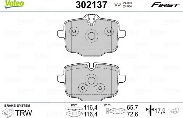 Valeo 302137 - Bromsbeläggssats, skivbroms xdelar.se